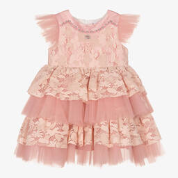 Beau KiD-Girls Pink Lace Tulle Dress | Childrensalon Outlet