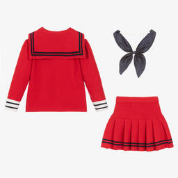 Beau KiD-Красный трикотажный топ и юбка в матросском стиле | Childrensalon Outlet