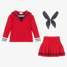 Beau KiD-Красный трикотажный топ и юбка в матросском стиле | Childrensalon Outlet
