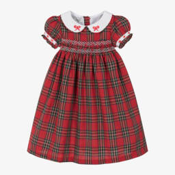 بو كيد-فستان تارتان كاروهات قطن تويل لون أحمر | Childrensalon Outlet