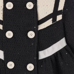 Beau KiD-Girls Sequin Black & Ivory Tweed Coat | Childrensalon Outlet