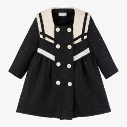 Beau KiD-Girls Sequin Black & Ivory Tweed Coat | Childrensalon Outlet