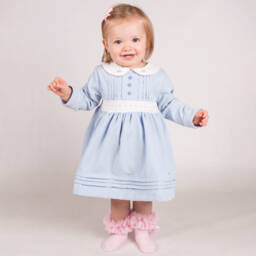 Beau KiD-Girls Smocked Blue Cord Dress | Childrensalon Outlet