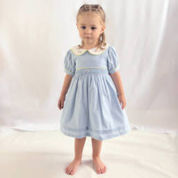 Beau KiD-Girls Soft Blue Embroidered Frock | Childrensalon Outlet