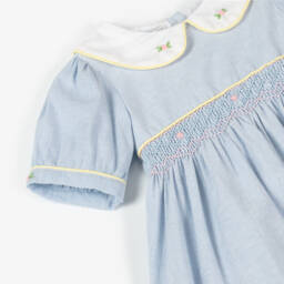 Beau KiD-Girls Soft Blue Embroidered Frock | Childrensalon Outlet