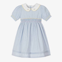 Beau KiD-Girls Soft Blue Embroidered Frock | Childrensalon Outlet