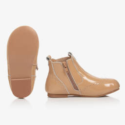 Beau KiD-Бежевые ботинки челси из лакированной кожи | Childrensalon Outlet