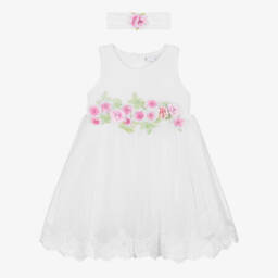 Beau KiD-Girls White Lace Trim Dress Set | Childrensalon Outlet