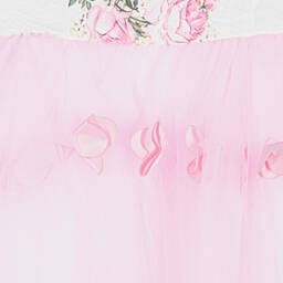 Beau KiD-Girls White & Pink Floral Tulle Dress | Childrensalon Outlet