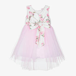 Beau KiD-Girls White & Pink Floral Tulle Dress | Childrensalon Outlet