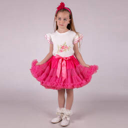Beau KiD-Girls White & Pink Tutu Skirt Set | Childrensalon Outlet