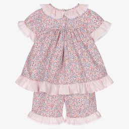 Beau KiD-طقم شورت قطن لون زهري بطبعة ورود للمولودات | Childrensalon Outlet