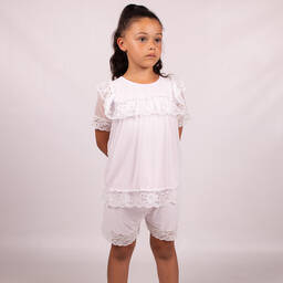 بو كيد-بيجاما جيرسي ودانتيل لون زهري للبنات | Childrensalon Outlet