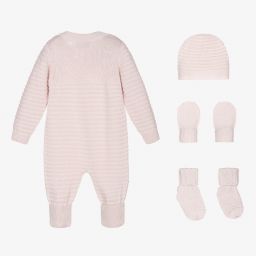 Beau KiD-Pink Knitted Babysuit Set | Childrensalon Outlet
