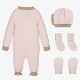 بو كيد-Pink Knitted Babysuit Set | Childrensalon Outlet