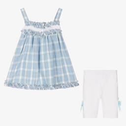 Beau KiD-White & Blue Cotton Outfit Set | Childrensalon Outlet