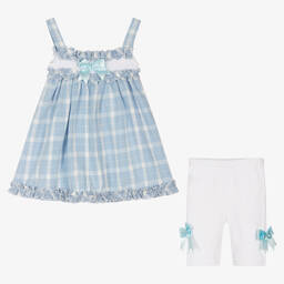 Beau KiD-White & Blue Cotton Outfit Set | Childrensalon Outlet