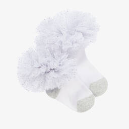 Beau KiD-White Cotton & Tulle Socks | Childrensalon Outlet