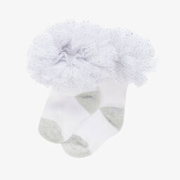 Beau KiD-White Cotton & Tulle Socks | Childrensalon Outlet
