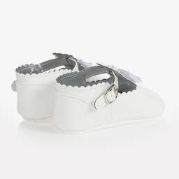 بو كيد-حذاء جلد صناعي لمرحلة ما قبل المشي لون أبيض للمولودات | Childrensalon Outlet