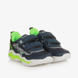 Beppi-Boys Navy Dino LED Trainers | Childrensalon Outlet