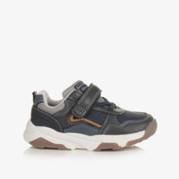 Beppi-Boys Navy Velcro Faux Leather Trainers | Childrensalon Outlet