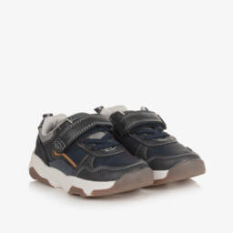Beppi-Boys Navy Velcro Faux Leather Trainers | Childrensalon Outlet