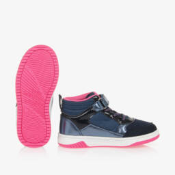 Beppi-Girls Blue Velcro High-Top Sneakers | Childrensalon Outlet