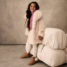 Beppi-Girls Cozy Brown Suede & Fur Booties | Childrensalon Outlet