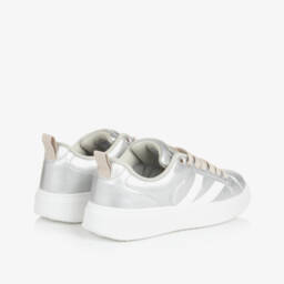 Beppi-Girls Gleaming Silver Lace-Up Sneakers | Childrensalon Outlet