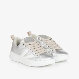 Beppi-Girls Gleaming Silver Lace-Up Sneakers | Childrensalon Outlet