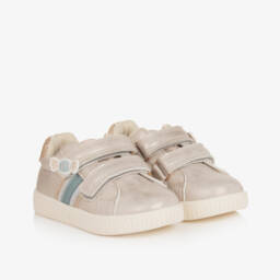 Beppi-Girls Shimmering Gold Velcro Sneakers | Childrensalon Outlet