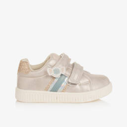 Beppi-Girls Shimmering Gold Velcro Sneakers | Childrensalon Outlet