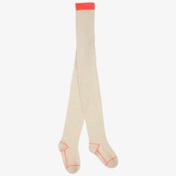 Billieblush-Beige & Sparkly Gold Tights | Childrensalon Outlet