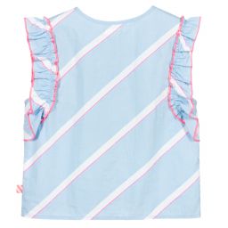 Billieblush-Blue Striped Cotton Blouse | Childrensalon Outlet