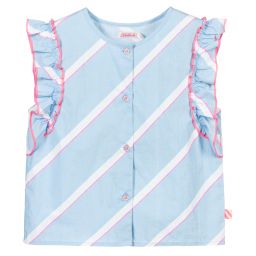 Billieblush-Blue Striped Cotton Blouse | Childrensalon Outlet