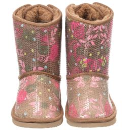 Billieblush-Brown Fur Lined Sequin Boots | Childrensalon Outlet
