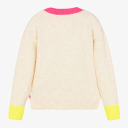 Billieblush-Бежевый свитер с радугой из пайеток | Childrensalon Outlet