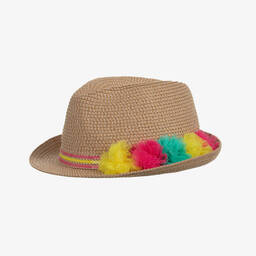 Billieblush-Girls Beige Straw Trilby Hat | Childrensalon Outlet