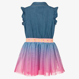 Billieblush-Girls Blue Chambray & Tulle Dress | Childrensalon Outlet