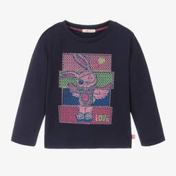 Billieblush-Girls Blue Cotton Bunny Top | Childrensalon Outlet