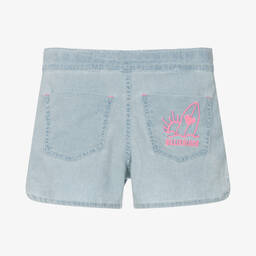 Billieblush-Girls Blue Cotton Embroidered Shorts | Childrensalon Outlet