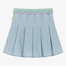 Billieblush-Girls Blue Cotton Embroidered Skirt | Childrensalon Outlet