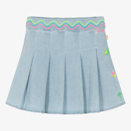 Billieblush-Girls Blue Cotton Embroidered Skirt | Childrensalon Outlet