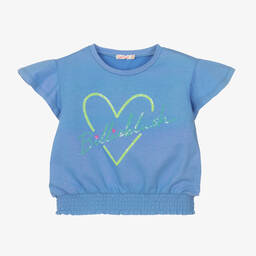Billieblush-Girls Blue Cotton Glitter Heart T-Shirt | Childrensalon Outlet