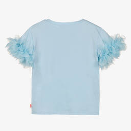 بيلي بلاش-تيشيرت قطن جيرسي وتول لون أزرق للبنات | Childrensalon Outlet