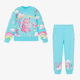 بيلي بلاش-بدلة رياضية قطن جيرسي لون أزرق للبنات | Childrensalon Outlet