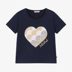 Billieblush-Girls Blue Heart Cotton Tee | Childrensalon Outlet