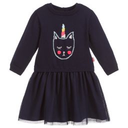Billieblush-Girls Blue Knit & Tulle Dress | Childrensalon Outlet