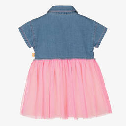 Billieblush-Girls Blue & Pink Denim Tulle Dress | Childrensalon Outlet